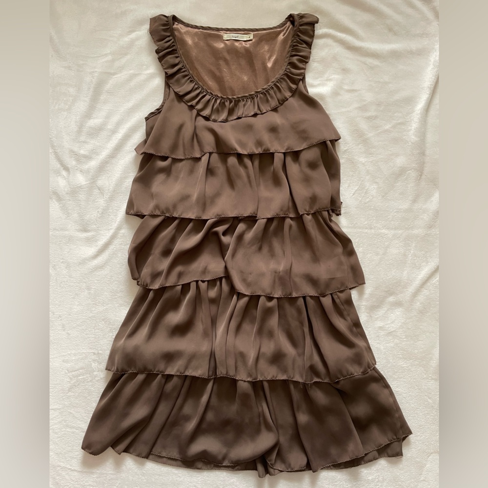 Vintage Y2K Style Tiered Ruffle Chocolate Brown Fairy Core Dress
